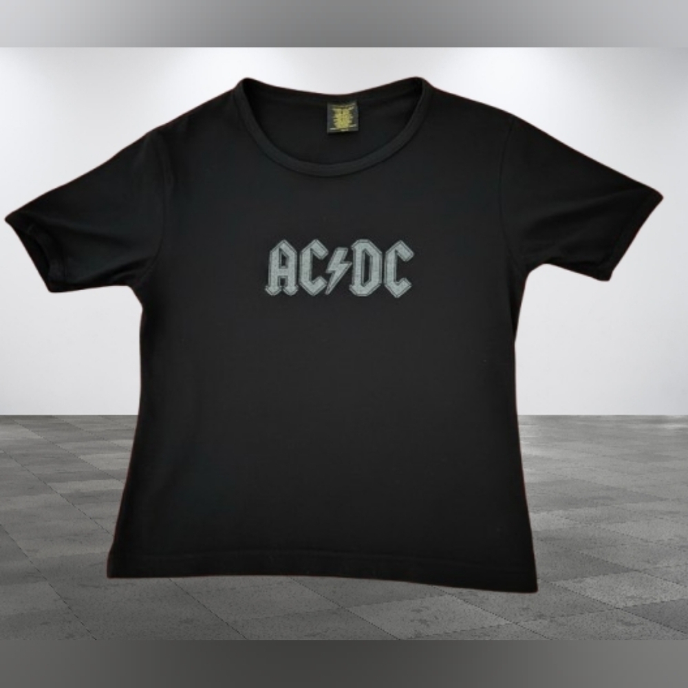 📣 Vintage Y2K 2001 AC⚡DC Concert Tour Tshirt  Silver Logo  Women's Size Med 🤩 - Picture 4 of 6